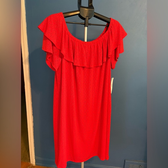 Adore Red Ruffle Mini Dress - Picture 1 of 3